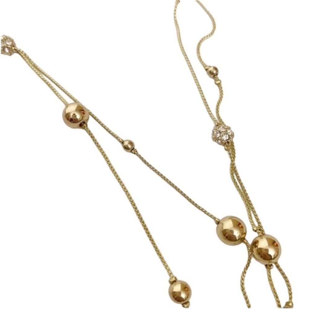Loft Outlet Gold‑Tone Fireball Illusion Necklace Rhinestone Beads NWT